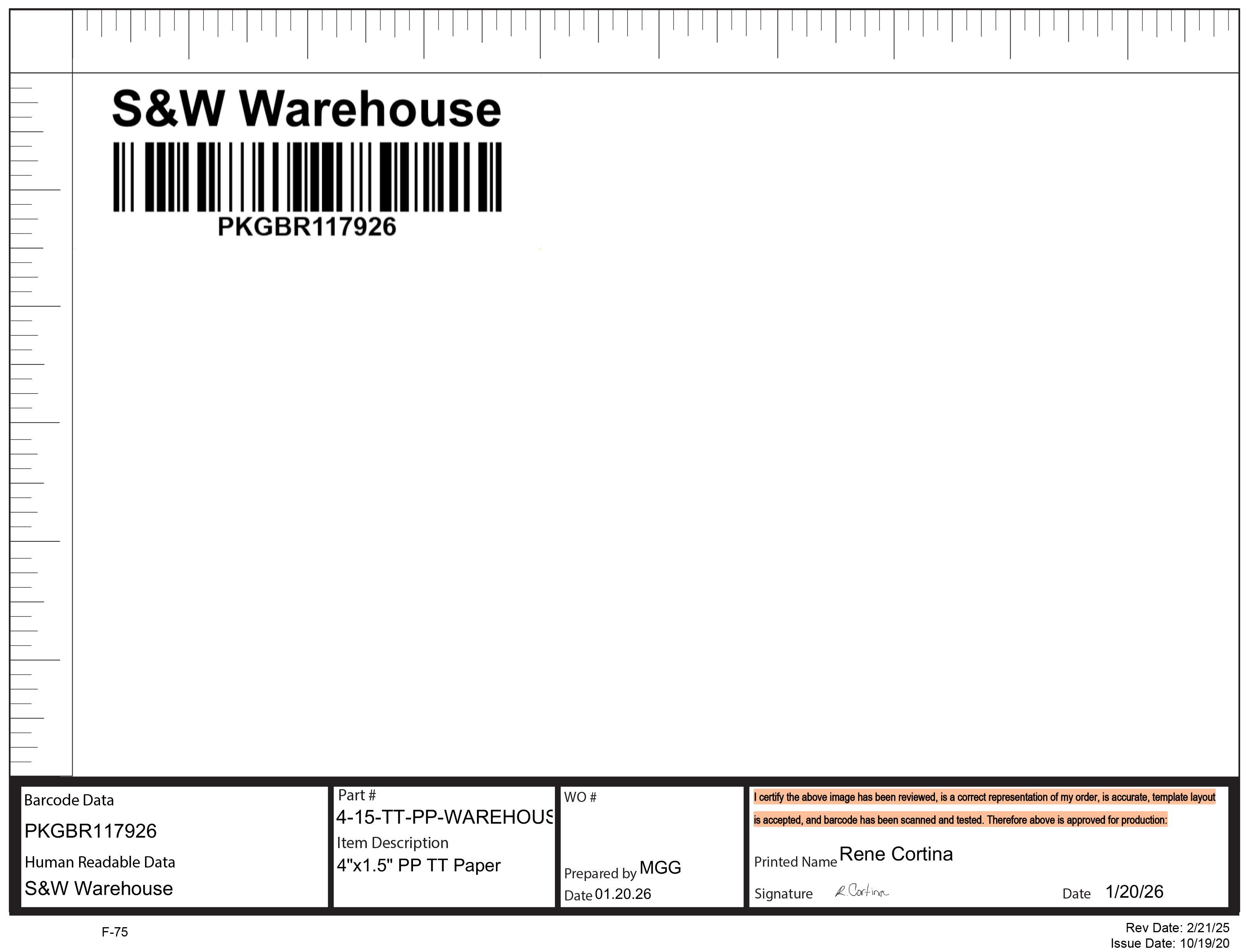 BCI 15-4-TT-PP-WAREHOUSE Labels