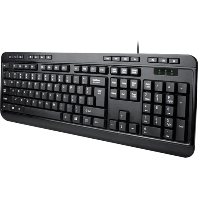 Adesso AKB-132 Multimedia Desktop Keyboard - Cable Connectivity - PS/2 Interface - 104 Key Media Player, Volume Down, Volume Up, Mute, Play/Pause, Previous Track, Next Track, Stop, My Computer, Search, Calculator, ... Hot Key(s) - English (US) - Comp