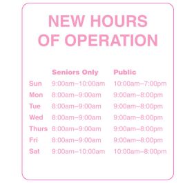 BCI WINDOW-CLEAR-HOURS-1000 Labels