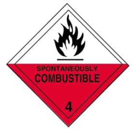 Warning Spontaneously Combustible Shipping Labels