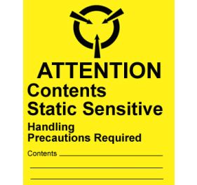 Warning Attention - Contents Static Sensitive Shipping Labels