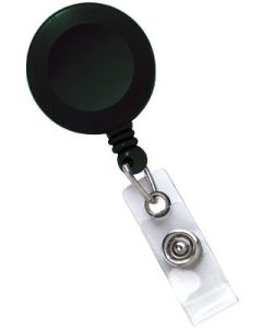 1-1/4 Round Black Plastic Carabiner Badge Reel w/No Twist Vinyl Strap &  Pressure Release Latch