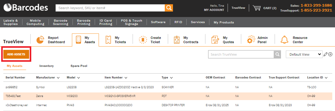 Barcodes Add Asset Manually