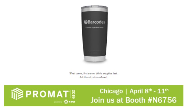Join Barcodes at ProMat tradeshow on April 8-11th and get a chance to win a YETI cup!